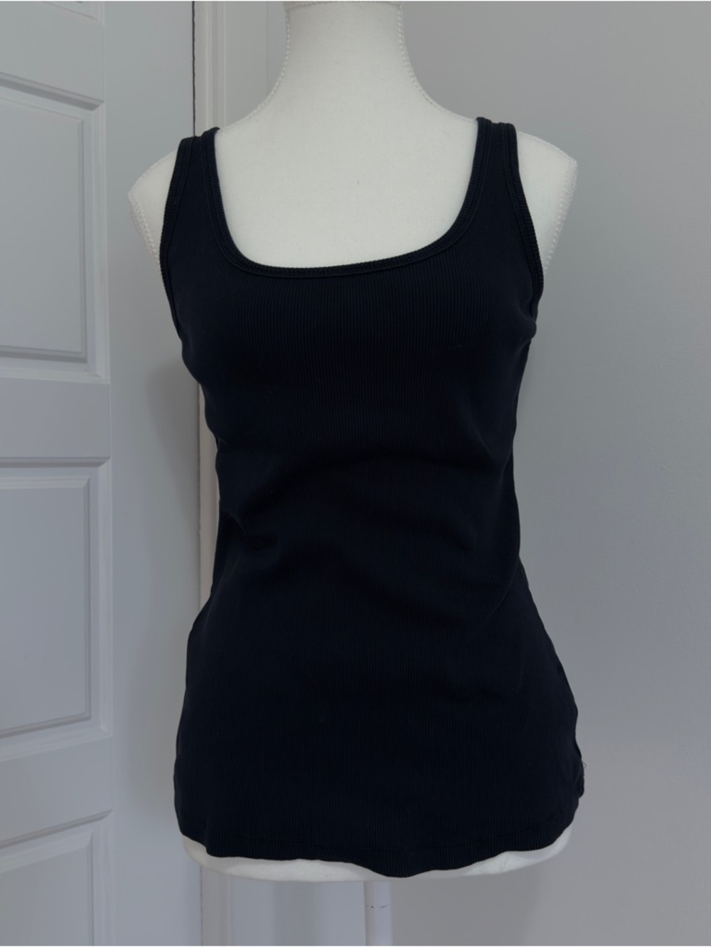 Jessica Black Ribbed Square Neck Tank Top - Picture 3 of 6